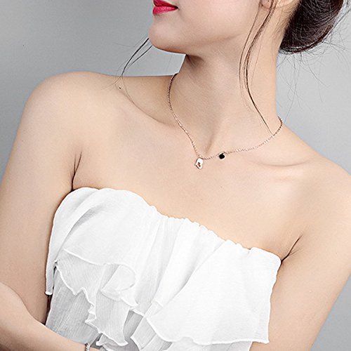 Image of Yellow Chimes Pendant for Women and Girls Rose Gold Pendant Necklace For Women | Staineless Steel Love Heart Pendant Chain | Birthday Anniversary Valentine Gift for Wife Girls Women
