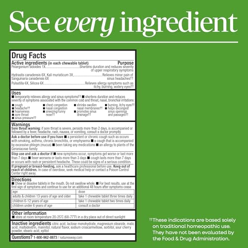 Nature's Way Umcka Allergy & Sinus Relief Chewables, Cherry, 20 ct - image 6