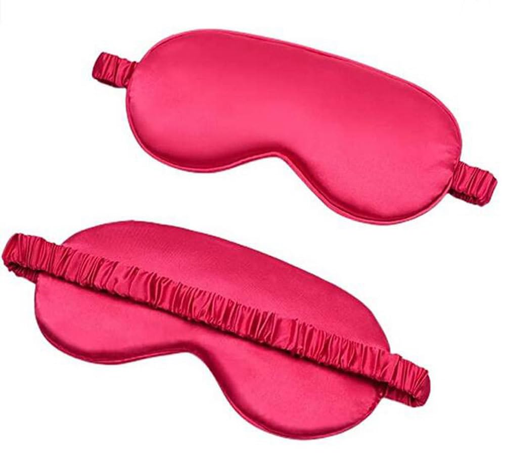 Soft Silk Sleep Eye Masks Lightweight Eye Cover Eyeshade for Night Sleeping with Elastic Strap Fuchsia