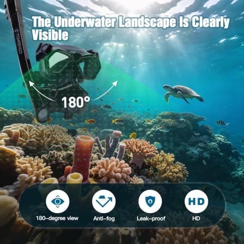 Máscara de snorkel facial completa TOMSHOO para adultos con soporte para cámara miniatura 3