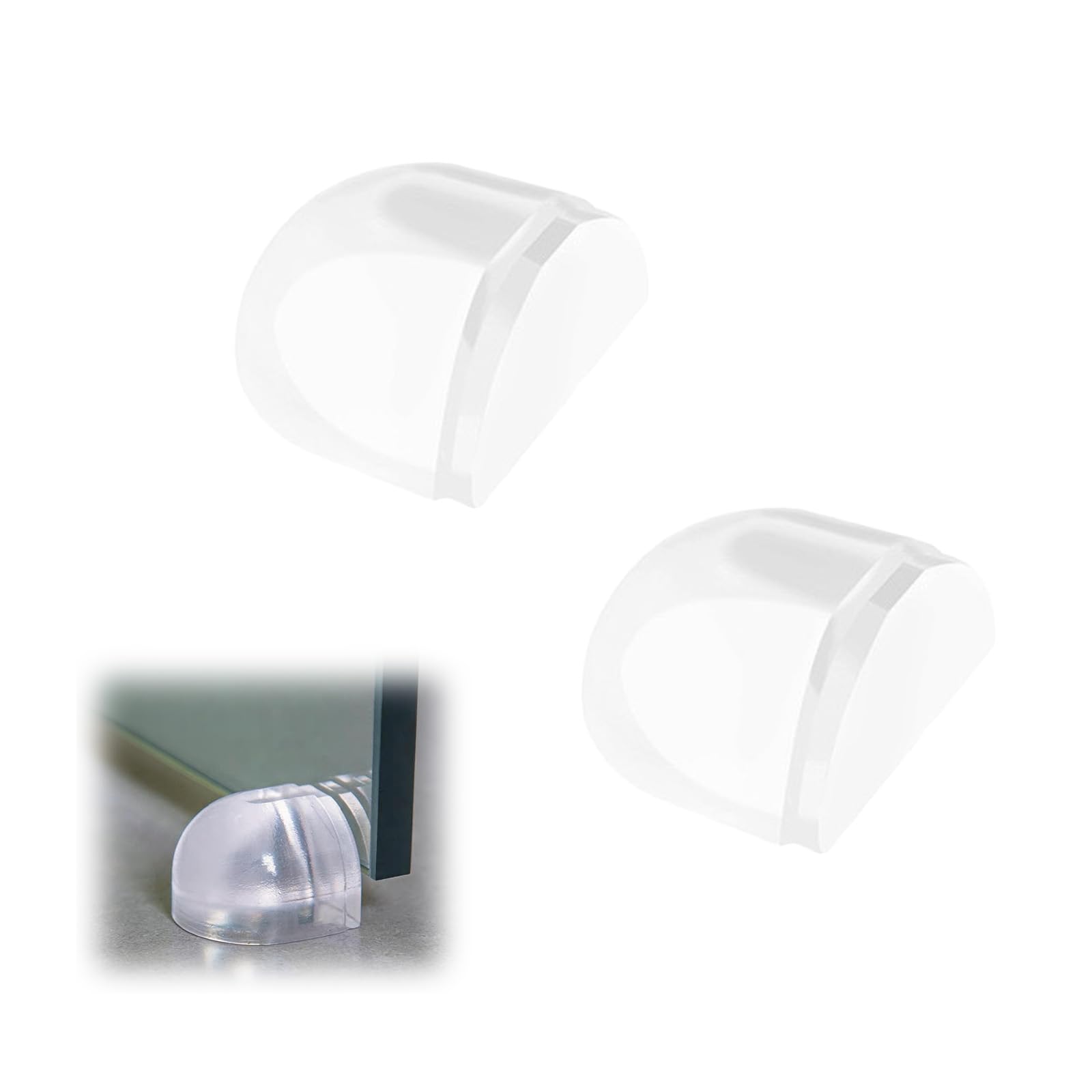 Tingliyi 2pcs Floor Door Stop, Self Adhesive Door Stoppers for Skirtings, Clear Rubber Door Stops, Sound Dampening Invisible Doorstop to Protect Wall from Damage for Home Office