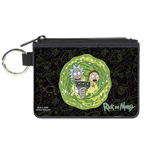 Rick and Morty Wallet, Coin Purse, Rick and Morty Portal Gun Collage Black Yellows, Canvas