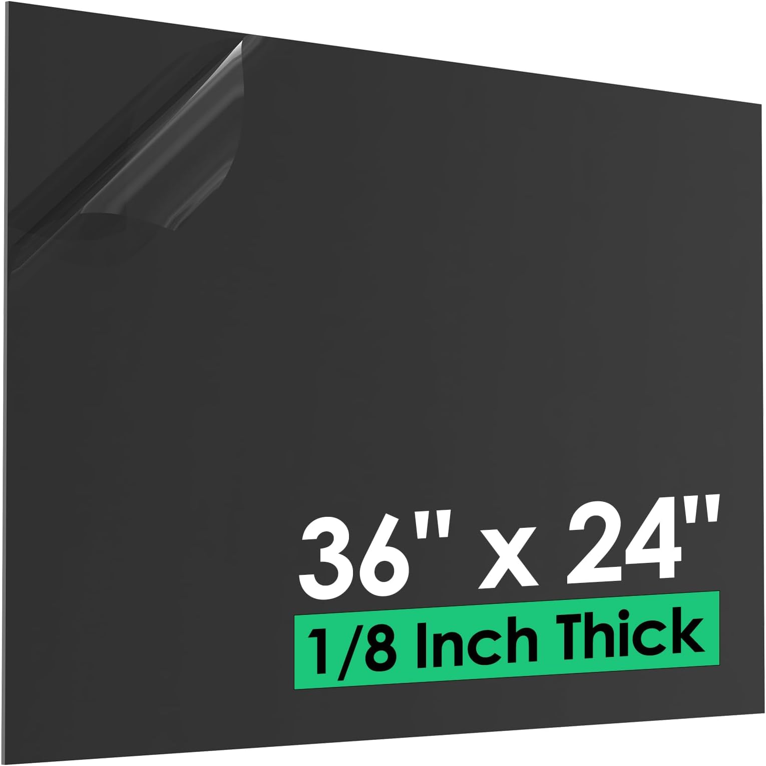 ABS Plastic Sheet 1/8" x 36" x 24", Black Rigid Thermoplastic Board for Signs, Crafts, DIY Projects, Dual-Surface - Textured & Smooth (1 Pack)