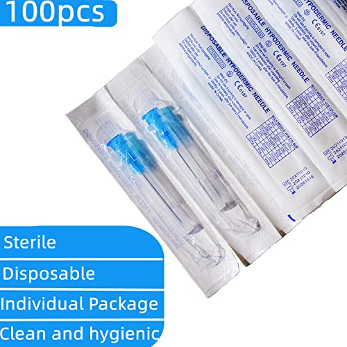 Image of 300 Pack 23Ga 1Inch Sterile Disposable Injection Needle with Cap for Scientific and Industrial Dispensing Needle Accessories