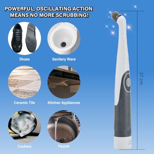 Image of KALIMO 4-in-1 Electric Spin Scrubber, Cordless Handheld Cleaning Brush with 4 Replaceable Heads, Portable Bathroom and Kitchen Scrubber for Tile, Tub, Sink, Grout and Floor