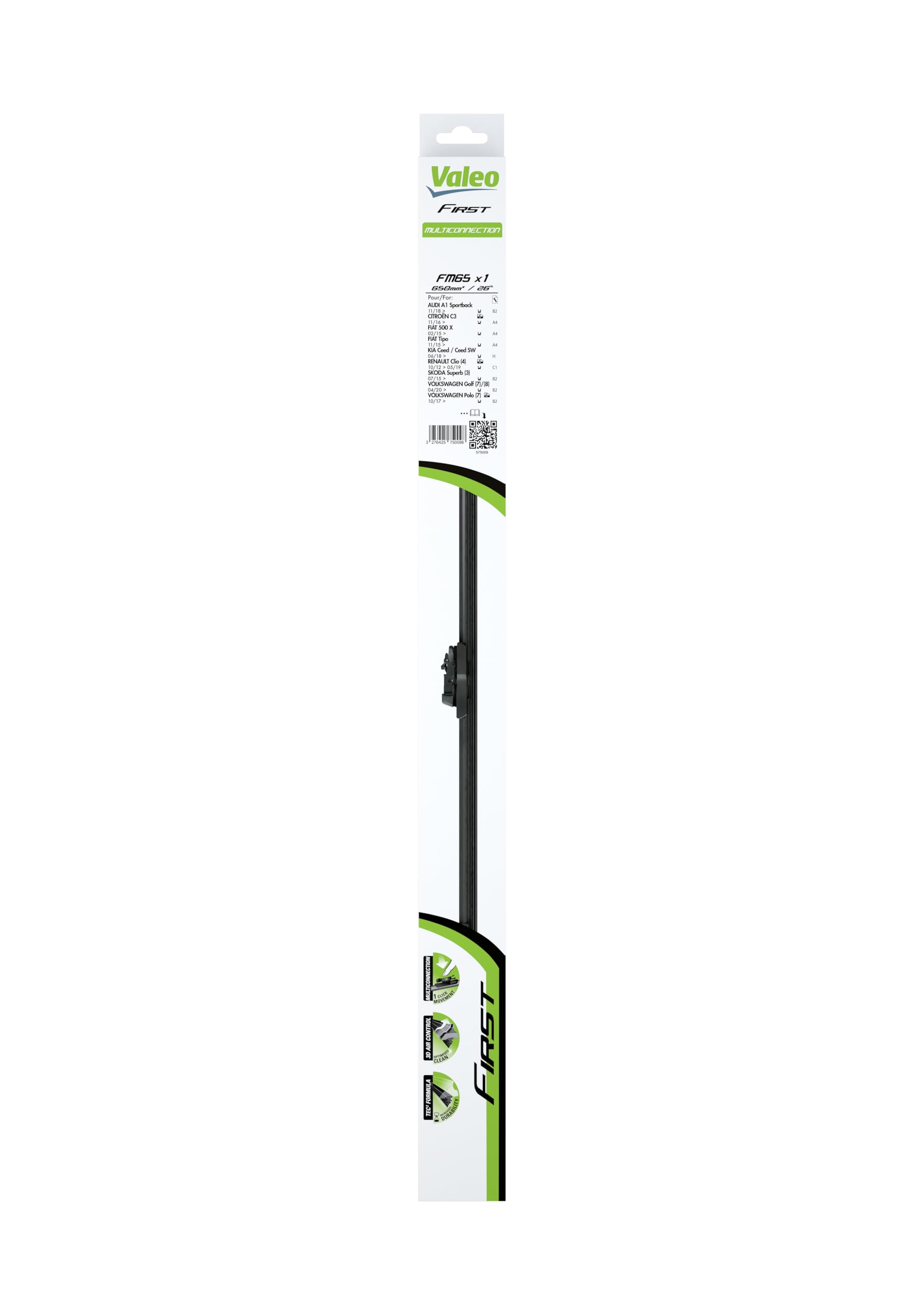 Tergicristalli Anteriori Valeo First 650mm (1 Spazzola) - Prestazioni Ottimali E Montaggio Facile