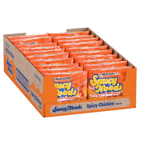 Image of Maruchan Ramen Spicy Chicken Noodles, Saucy Noods - Stir Fry Style, Bold Korean-Inspired Sauce, Rich Flavor, Made in USA - 3.3 Oz. (20 Pack)