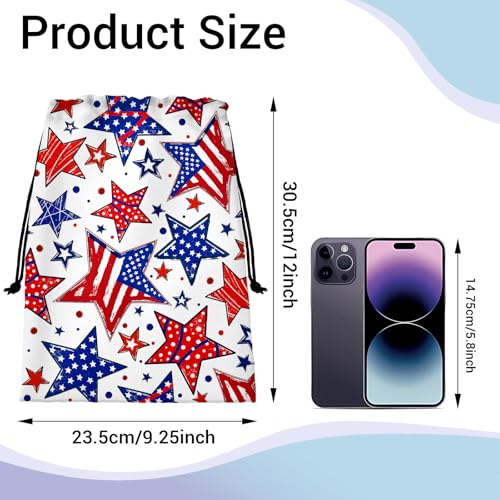Image of USA Flag Stars Grip Bag for Gymnast Adjustable Gym String Storage Pouch Patriotic Small Bag