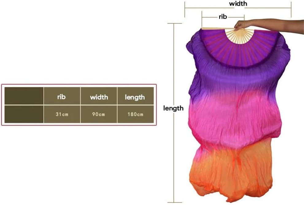 Real Silk Fan 180 * 90 Cm Dance Accessories Foldable Multiple Colors Tie Dye Fan Stage Performance Practice Dance Fans