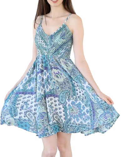 Image of Angie Women's Angie Women's Printed Deep V Smocked Bodice Dress