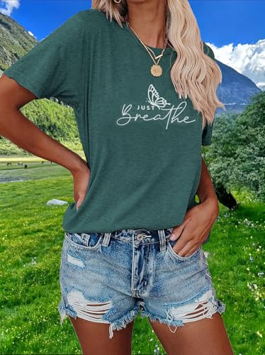 Funny Graphic Shirts for Women Summer Casual Short Sleeve Outdoor Workout Tee Tops2