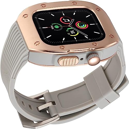 Kit modification Apple Watch antichoc avec coque acier et bracelet silicone