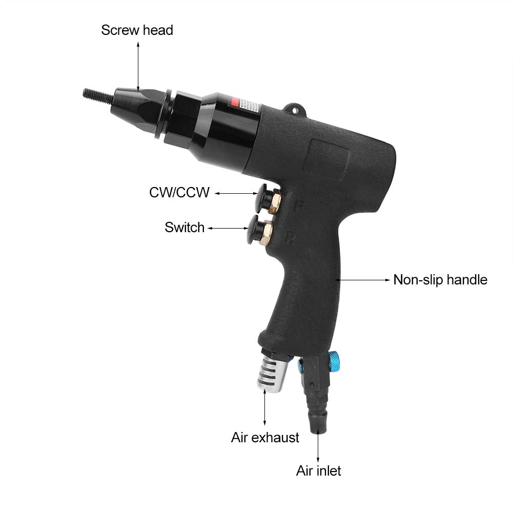 Fafeicy Pistola per Rivetti, Utensile per Rivettatura Pneumatica con Pistola per Rivetti, Utensile Elettrico Manuale per Rivettatura Pneumatica con Filettatura M5-M6 700 Giri/min,