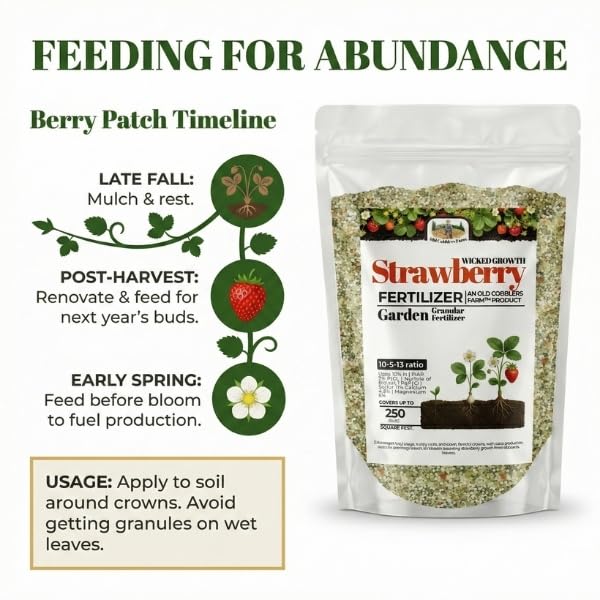 Old Cobblers Farm™ Wicked Growth Strawberry Fertilizer - Enhances Soil Health & Berry Yield - Slow-Release Nutrients for Robust Growth-for Home Gardens (5 lbs | 10 lbs | 15 lbs | 20 lbs) (20lbs)