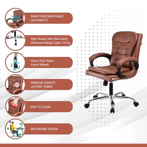 Image of GOYALSON Mesh Back Revolving Chair for Office Home Swivel Desk Chair with Comfortable Seating & Wheels (2, Brown, Standard)