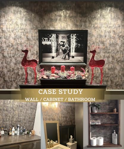 Aminah Deco Charcoal Gold Classic Distressed Metallic Wallpaper Peel And Stick Wall Paper Texture Self Adhesive Cotact Wall Paper,20.5 Inchw X 236.0 Inch L thumb #7