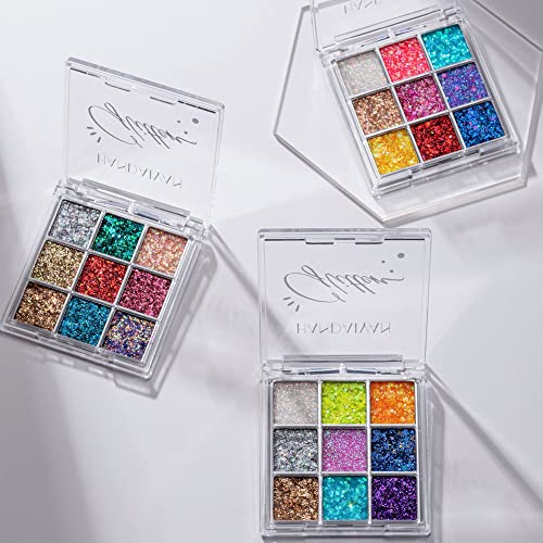 Yeweian Glitter Eyeshadow Palette, Shimmer Purple Pink Blue Colorful Eyeshadow Palette, Lip Face Eye Glitter Makeup, Lasting Waterproof High Pigmented Eye Shadow Palette For Girl Women #TOP6