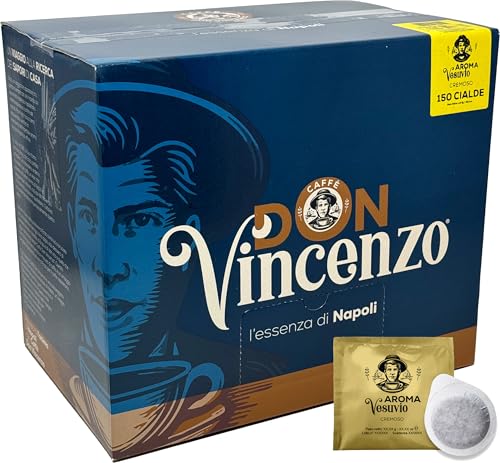 Caffè Don Vincenzo Café Espresso Napolitano Don Vincenzo – 150 Monodosis ESE 44mm – 7,7g por cápsula – Tostado en Nápoles (150, Aroma Vesuvio (Cremoso))