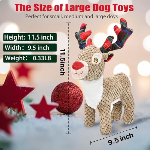 CHAWONER Weihnachtselch Plüsch Haustier Spielzeug - Interaktives Quietschspielzeug für Langeweile Xmas Dog & Puppy Tething Chew Toy, Perfekt für Kleine, Mittlere oder Große Hunde, Geburtstagsgeschenk