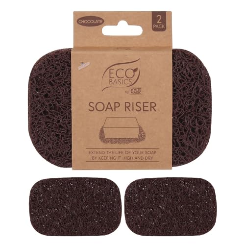 Eco Basics Soap Riser, Chocolate – Extend Soap Life with Effective Drainage, Keeps Soap Dry & Long-Lasting, Customisable Size, Hygienic & Easy to Clean, Stylish Addition to Bathroom Decor, 12 x 9 cm