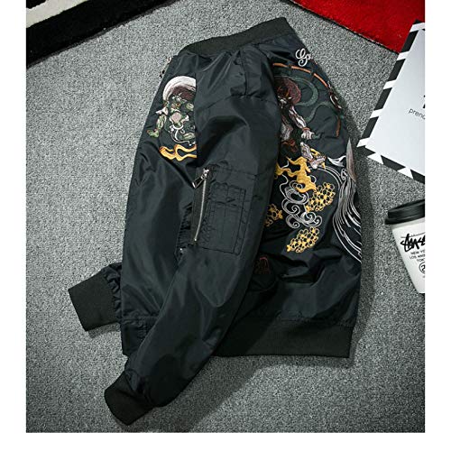 Embroidery Dragon Pattern Baseball Bomber Jacket Coat Tops Blouse Outerwear3