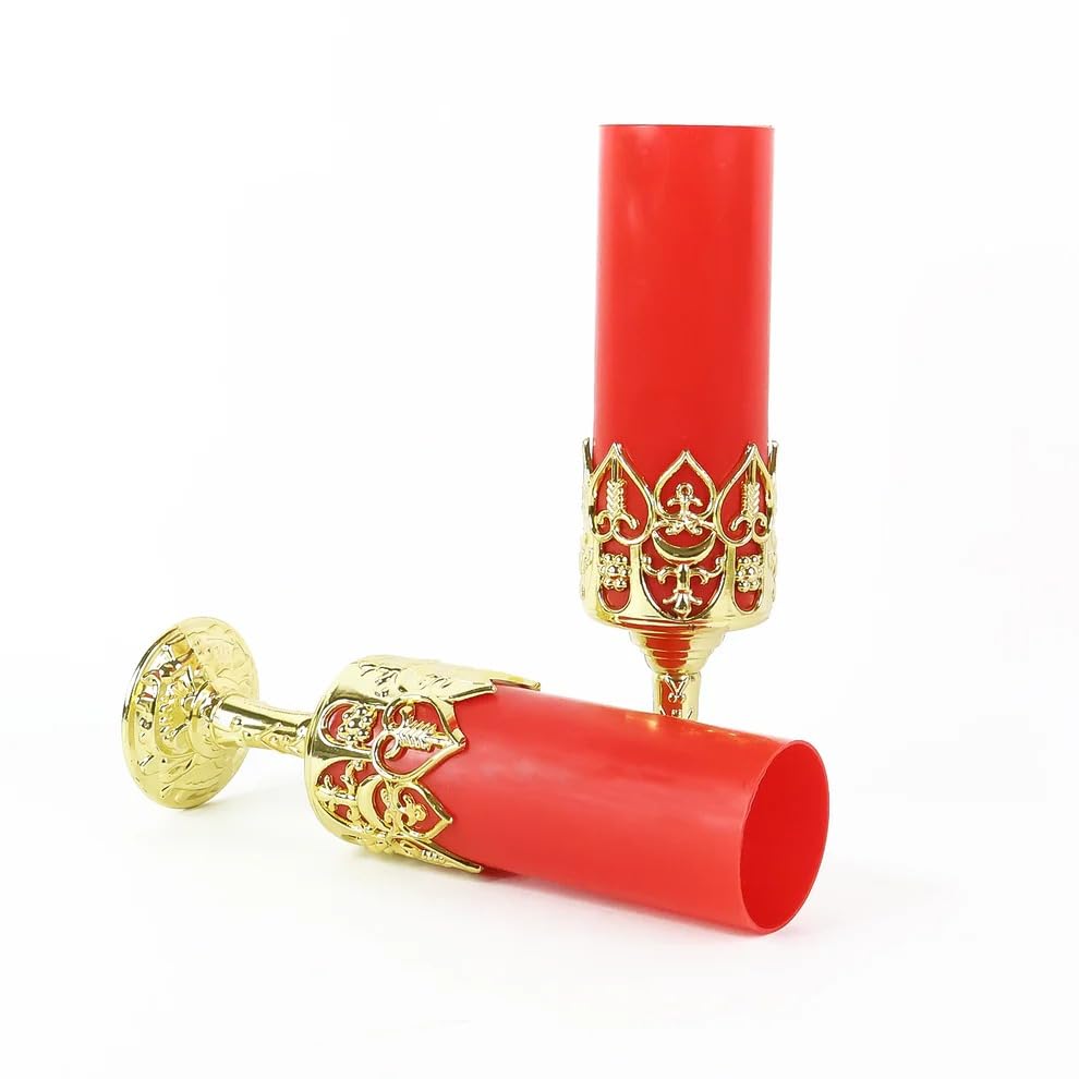 Image of Trendymart Candle Light Lamps with Golden Stand 2 Pcs Decorative LED Battery Operated Flameless Ambient Lighting for Home Decor, Festivals, Pooja, Weddings, Romantic Dinners and Perfect Gifting Choice
