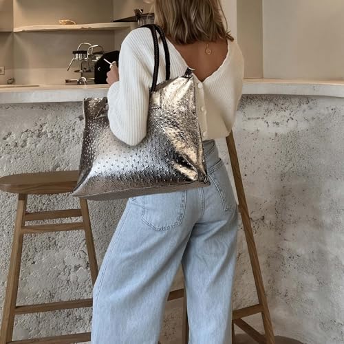 Bolso Tote grande para mujer de cuero vegano miniatura 2