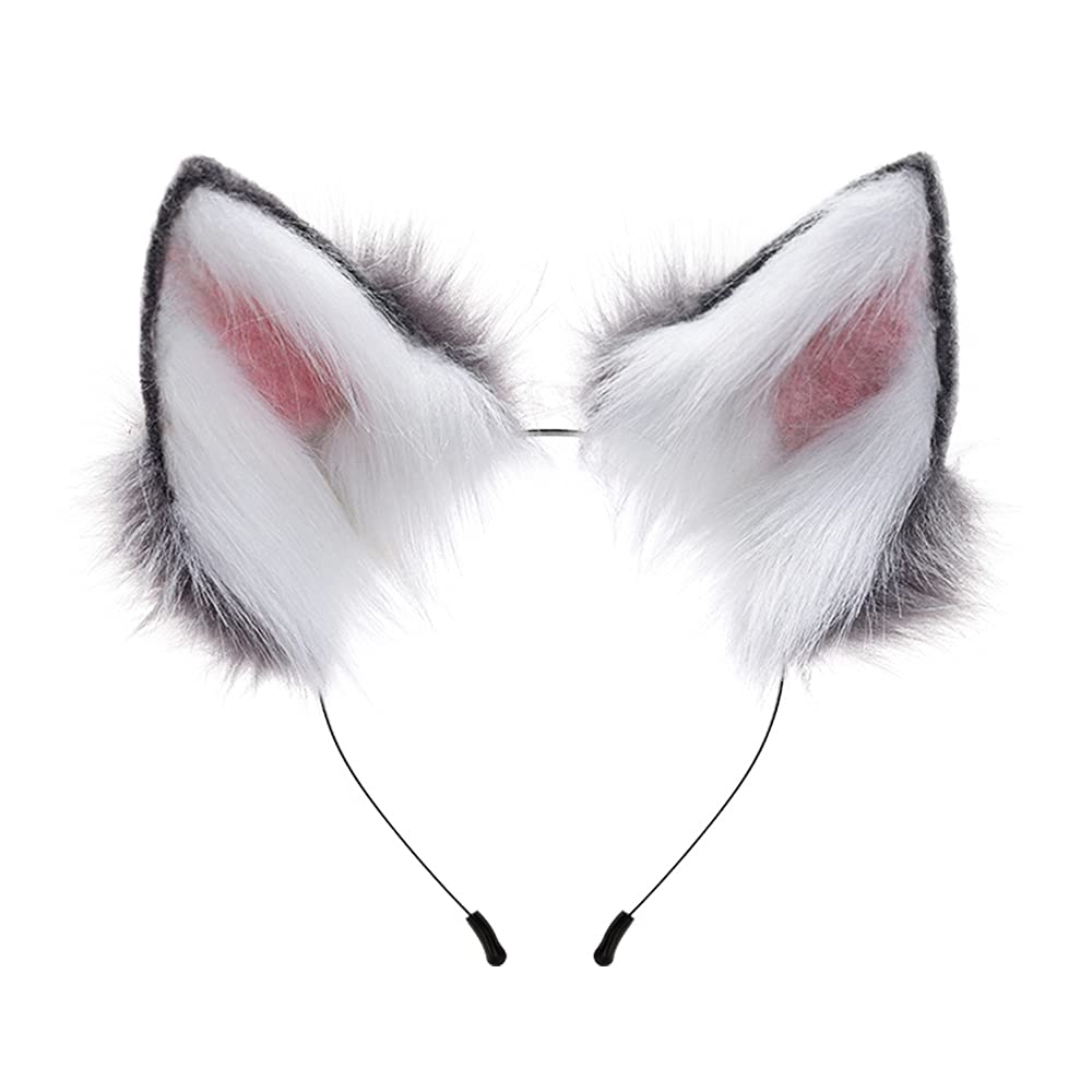 HAOAN Handmade Cat Fox Fur Ears Hairhoop Headwear Anime Fancy Dress Party Cosplay Halloween Costume Headband HairbandClimatePartner certified