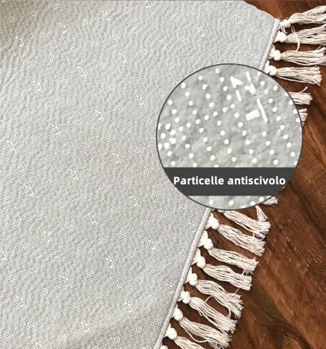 Tapis métrique vert 120x180 cm lavable avec franges pour salon - 3