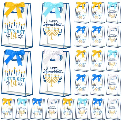 Sweetude 20 Pcs Gift Bags with Die Cut Handles Clear Plastic Gift Bag