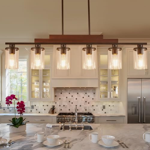 image for TWIG Farmhouse Chandelier 6-Light Dining Room Light Fixture Over Table