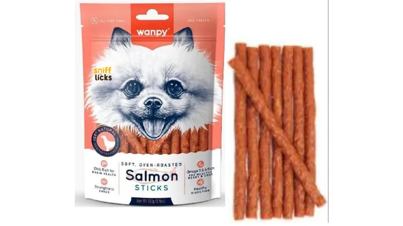 Wanpy 100% Natural Dog Treat Combo | Salmon Sticks 100gm x2 + Meat Paste 90gm x2| First Time in India | Pack of 4