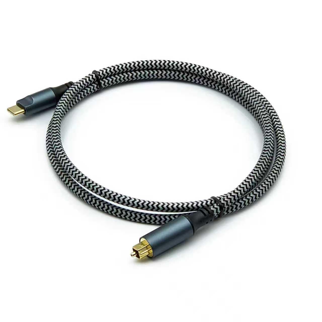 Cable de audio óptico USB-C a TOSLINK – Transmisión de audio digital SPDIF de alta fidelidad para teléfonos inteligentes, portátiles, tabletas – Cubierta de PVC de 10 pies / nailon trenzado