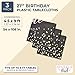 Black Plastic Tablecloth for 21st Birthday Party (54 x 108 in, 3 Pack)