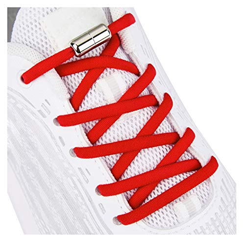Elastic Shoe Laces for Kids and Adults Sneakers,Elastic No Tie Shoelaces Red