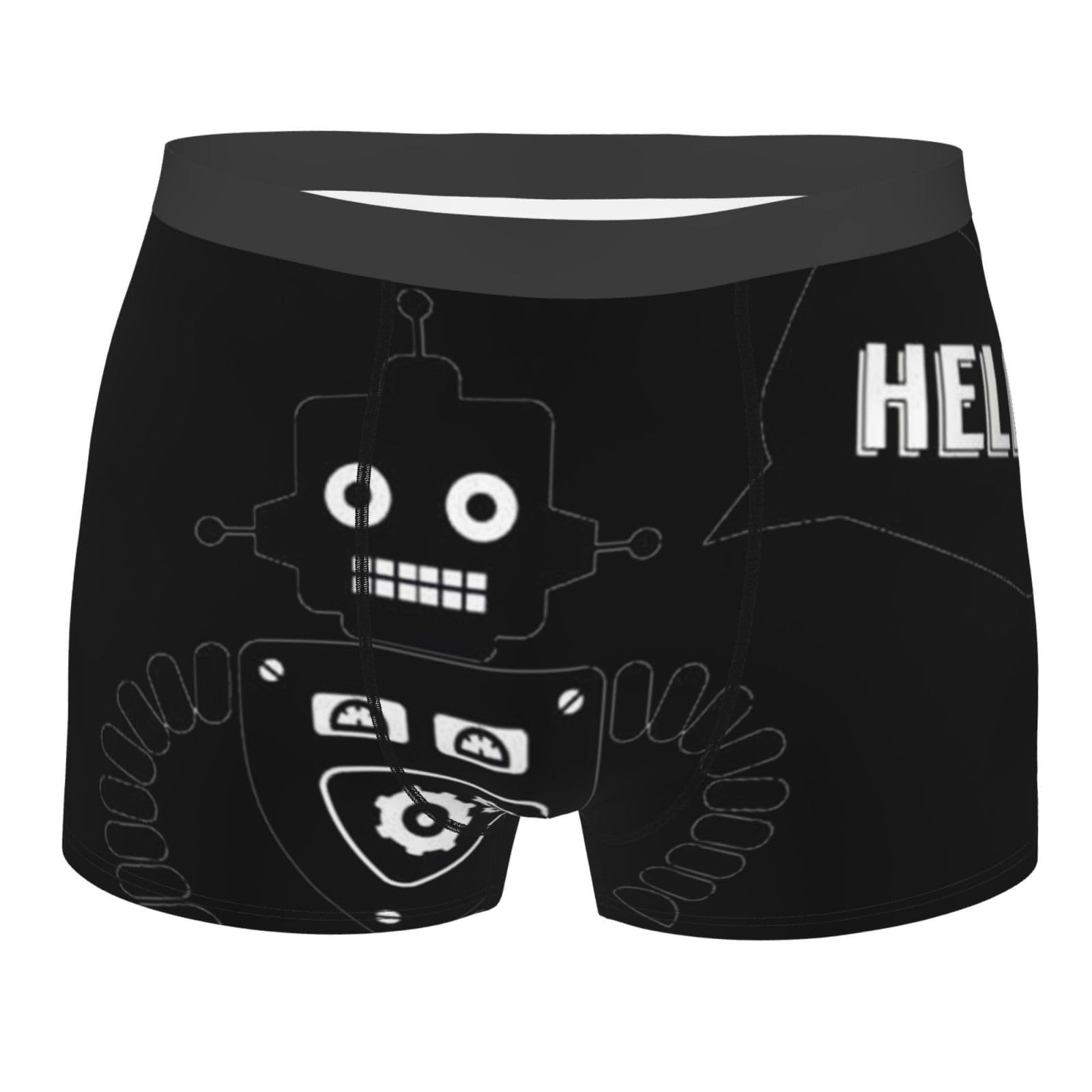Westch Men's Black Robot Underwear - Comfortable, Performance-Oriented, Breathable Shorts With Soft-Feel, Stretchable And Anti-Chafing Properties For Everyday Use