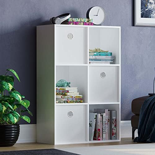 Vida Designs Durham Cube Bookcase Storage Organiser Living Room Bookshelf Home Office Furniture (9 Cube, White)