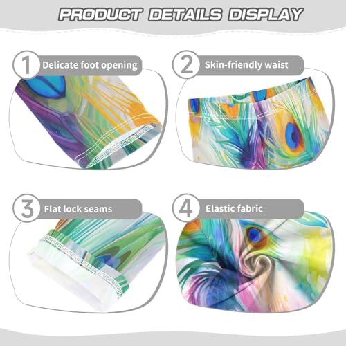 Bolaz Toddler Girls Leggings Printed Yoga Pants Leggings Colorful Blue Feather for Kids3