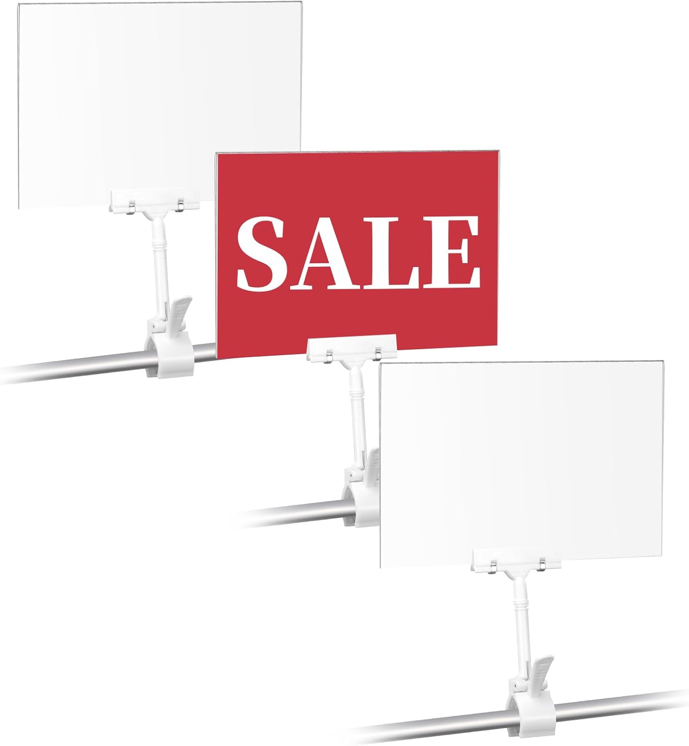 7*11 Inch Acrylic Sign Holder With Clamp Acrylic Sign Holder Retail Rack Card Display Acrylic Frame Sign Holder For Retail Rack Clothing Store Shop(3 Pcs)