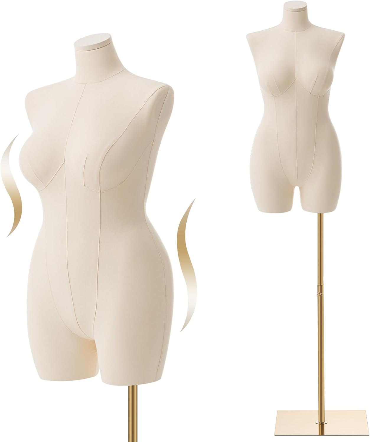 AceOrbit Female Dress Form Mannequin Adjustable Height 57"-79", Plus Size Sewing Manikin Torso with Linen Fabric Body and Metal Stand, Clothing Display Model for Tailor Studio Boutique Window Display