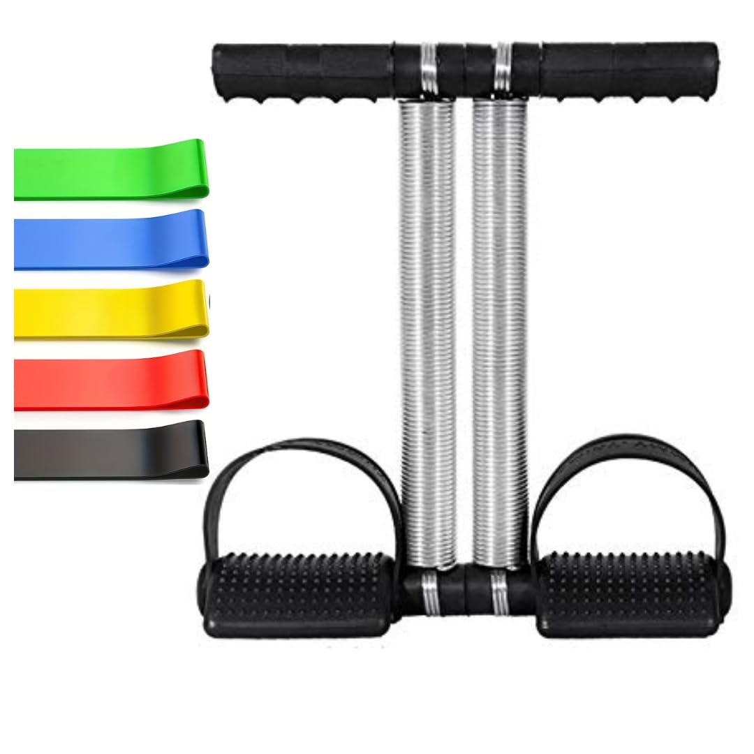 NSTAFIT Ultimate Home Workout Combo, 5-Piece Fitness Kit with Ab Roller, Foldable Push-Up Bars, Double Spring Tummy Trimmer, Skipping Rope, 8 Shape Toning Tube, Multicolour (3)-image-22