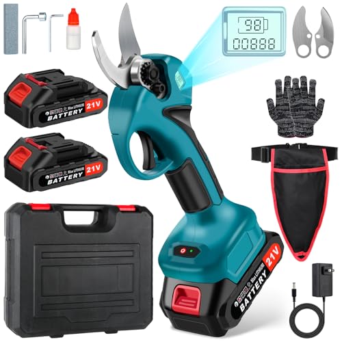 Cordless Electric Pruning Shears,Branch Cutter with LCD Display, Trimming Scissors Battery Power,1.6...