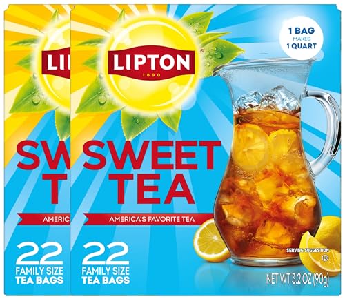 Lipton Southern Sweet Iced Tea Bags 22 Count Family Size (Pack of 2)