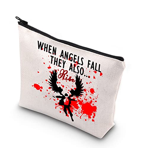 PLITI Lucifer TV Series Gift Lucifer Morningstar Wings Gift When Angels Fall They Also Rise Lucifer Quote Cosmetic Bag (Angels fall rise U)