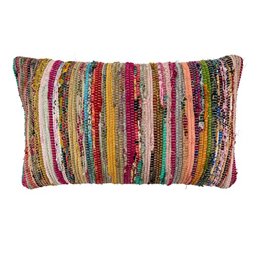 SARO LIFESTYLE Authentic Collection Multi-Colored Chindi Pillow Cover, 14