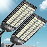 VOOJOY 9500W Solar Street Light Outdoor, Commercial Grade Solar Lights Outdoor, IP67 Waterproof Parking Lot Lights Dusk to Dawn LED Security Flood Light Motion Sensor with Remote Control, 2 Pack