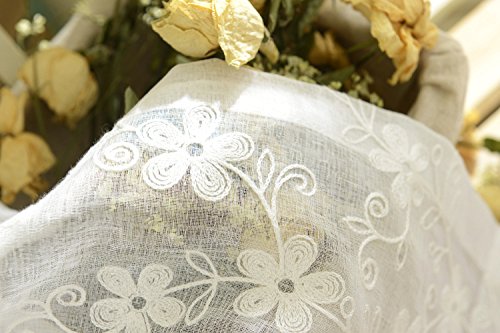 Alifish Country Style Floral Embroidered Sheer Curtains Room Divider Window Drapes Curtain Panels Decorative Window Treatments For Sliding Glass Door Small Windows 1 Panel W39 X L63 Inch #TOP5