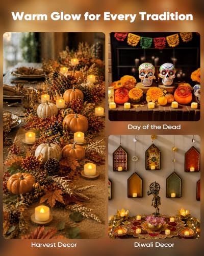 Image of Homemory 100-Pack Flameless Tea Lights Candles Battery Operated, 200+ Hours | Flickering LED Tealights for Weddings, Memorial Services, Candlelight Vigils, Event Venues, Christmas Displays and Banquets