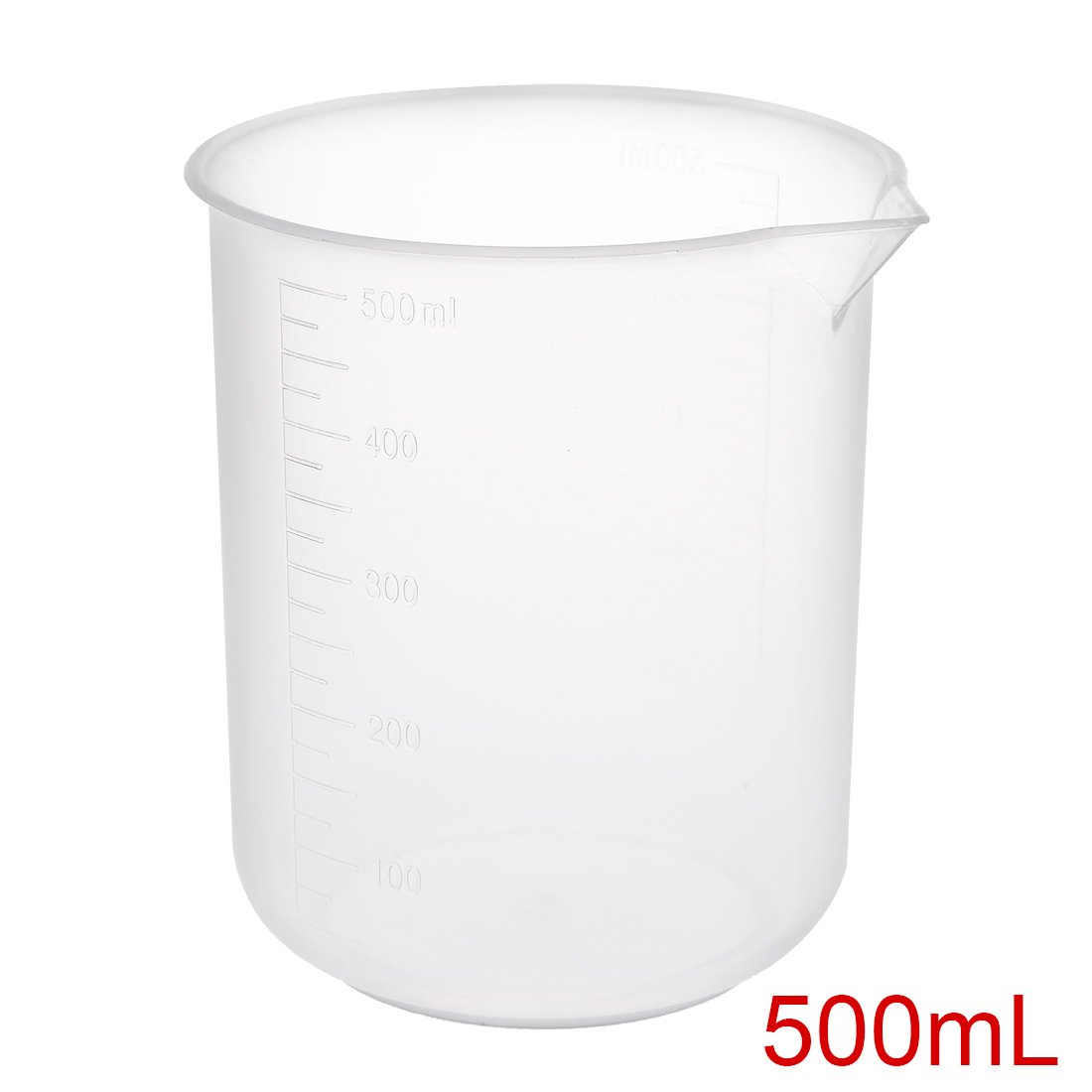 sourcing map 5pcs Béchers gradués en plastique 500ml PP Laboratoire