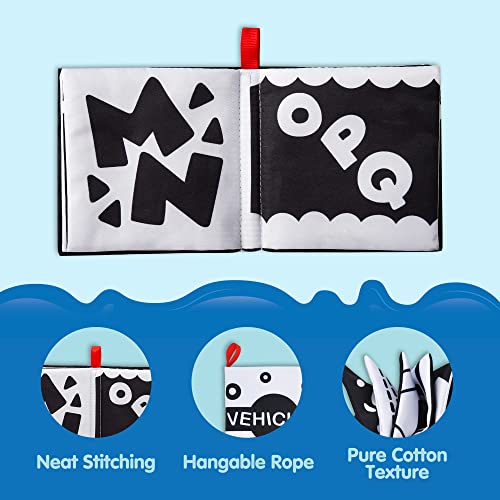 Joyin 8Pcs Baby Soft Books, Black And White High Contrast Crinkly Cloth Infant Books, Nontoxic Fabric Waterproof Newborn Toys, Toddler Educational Learning Toys Perfect For Baby Shower Birthday Gifts #TOP4